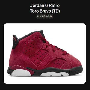 Baby Size 4c - Jordan 6 Retro Toro Bravo (TD) - DV3606-600 - Authentic New!